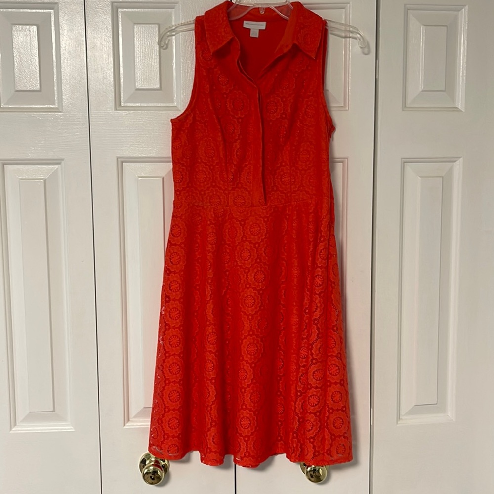 Orange collared sleeveless dress